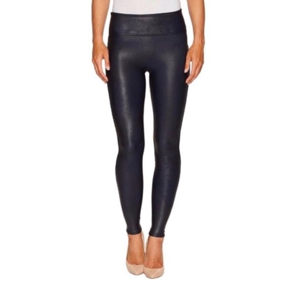 Spanx Faux Leather Leggings in Color Night Navy